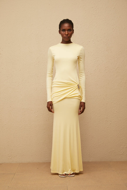 Nolwenn Yellow Gathered Maxi Dress