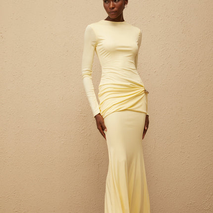Nolwenn Yellow Gathered Maxi Dress