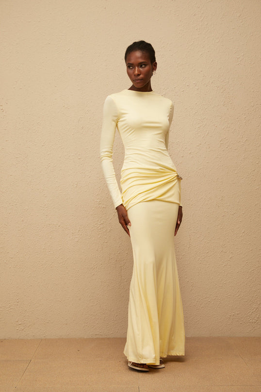 Nolwenn Yellow Gathered Maxi Dress