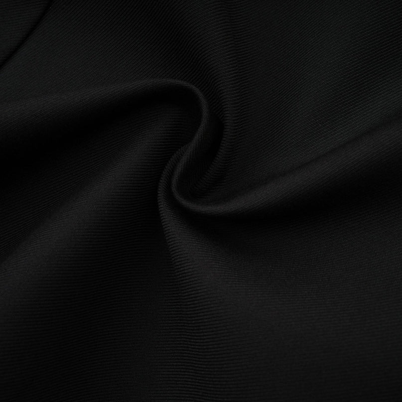 Nora Black Mini Dress with Gold-Tone Hardware and Flared Pleat Detailing