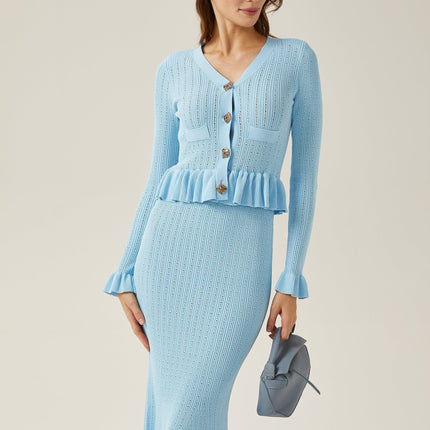 Norah Blue Knit Skirt Top Set