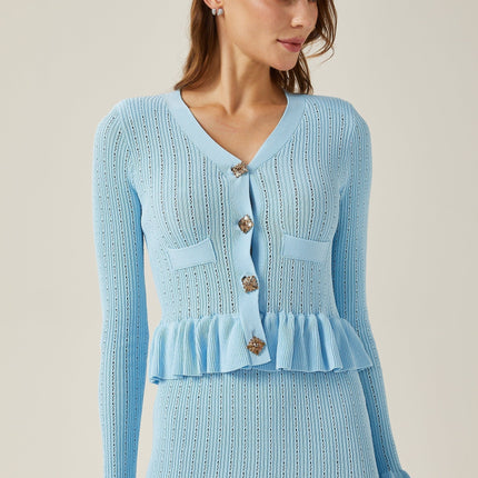 Norah Blue Knit Skirt Top Set