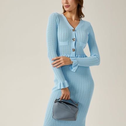 Norah Blue Knitted Skirt Top Set
