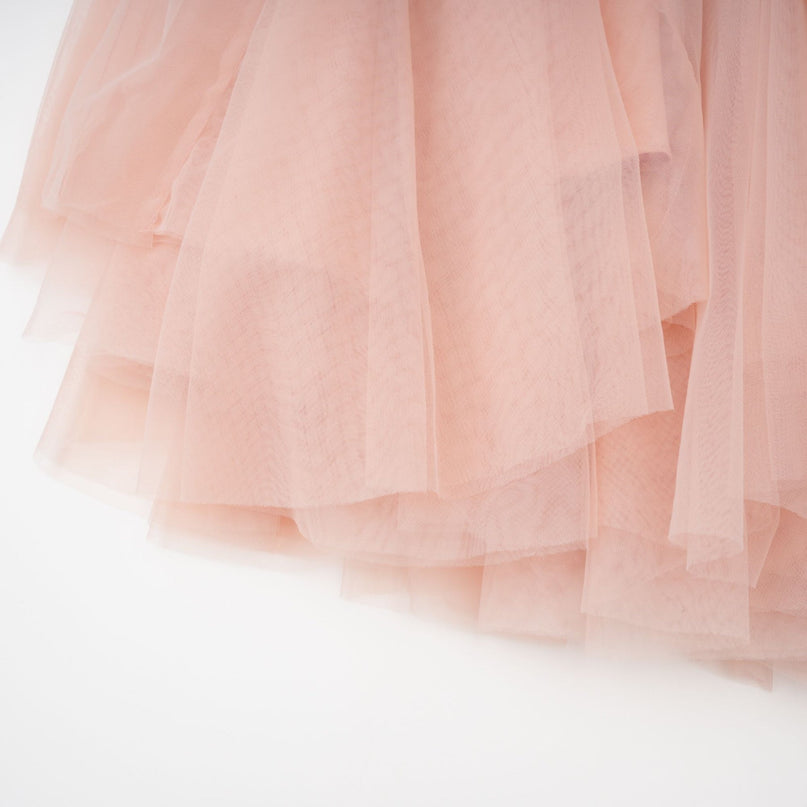 Norah Maxi Dress Pink Lace Boned Bodice Godet Design Tulle Fabric Special Occasions