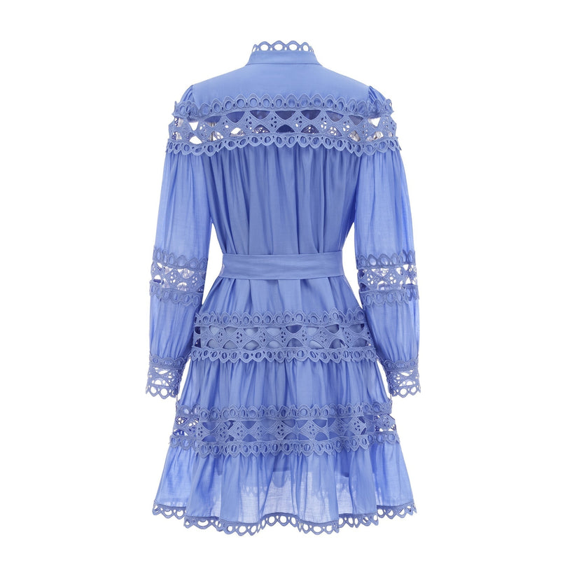 Nova Blue Cut-out Lace Mini Dress