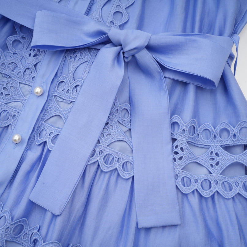 Nova Blue Cut-out Lace Mini Dress