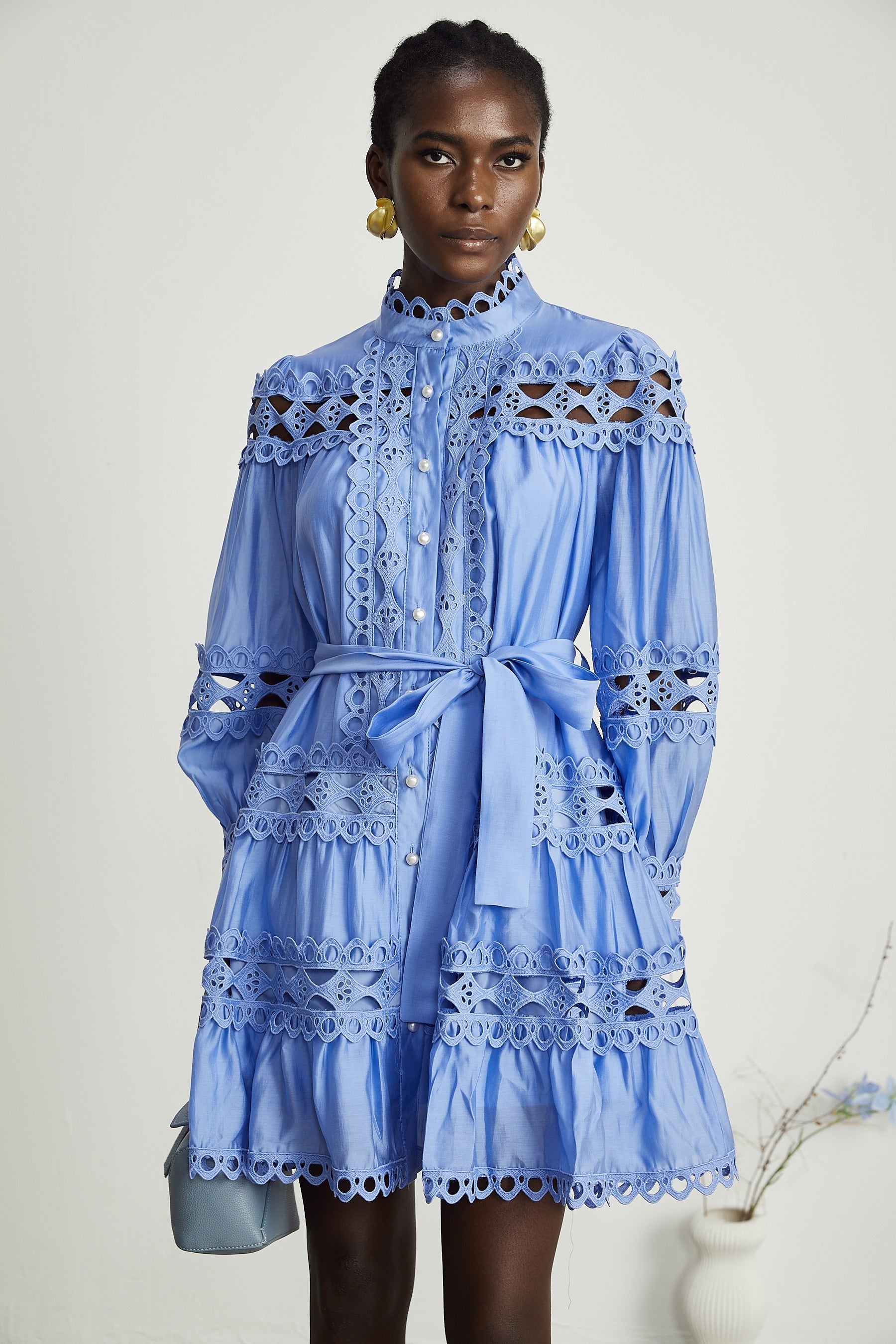 Nova blue cutout belted mini dress