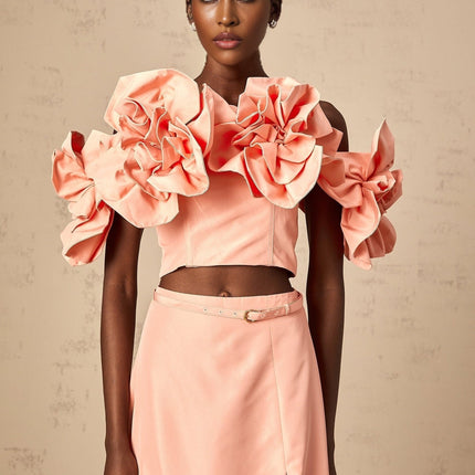 Oakley Pink Floral Applique Skirt Top Set
