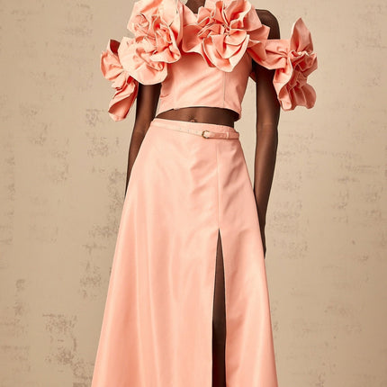 Oakley Pink Floral Applique Skirt Top Set
