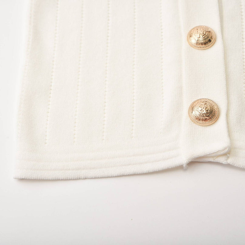 Oakley White Rib-Knitted Top and Skirt Set