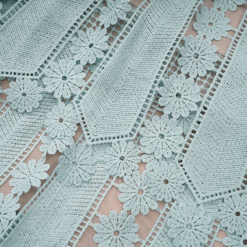 Océane green floral embroidered midi dress