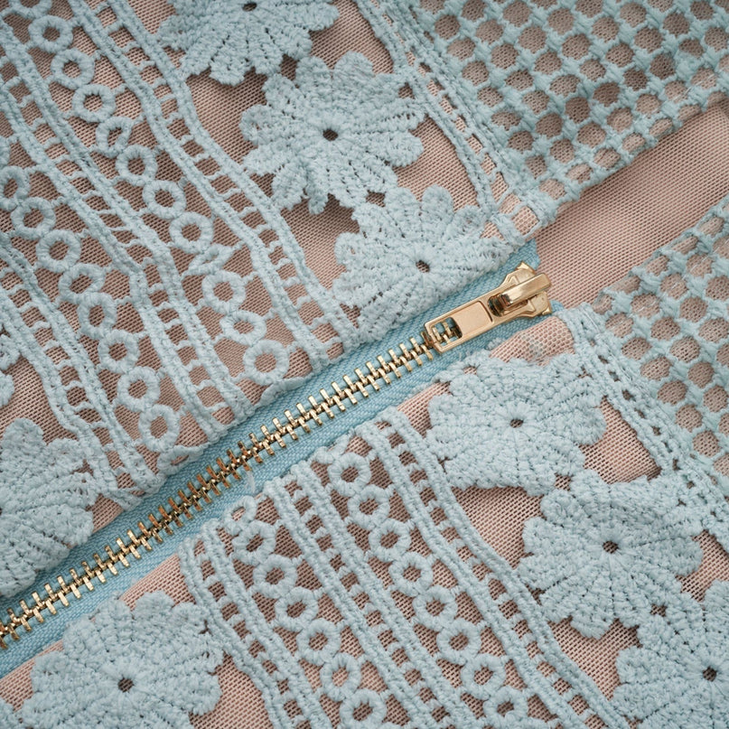 Océane green floral embroidered midi dress