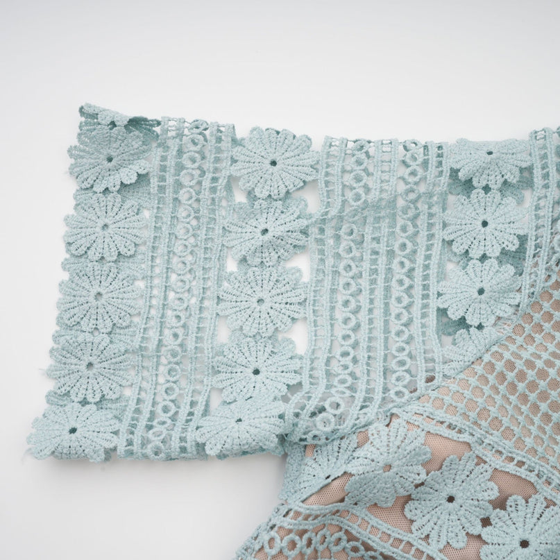 Océane green floral embroidered midi dress