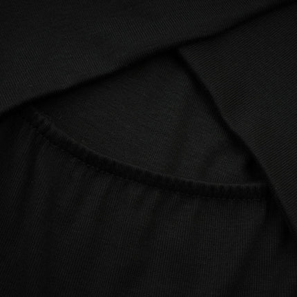 Ofelia Black Jersey Halterneck Top with Metal Buckle Detailing and Ruched Design