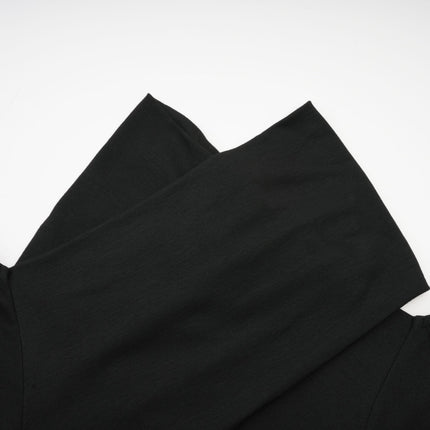 Ofelia Black Jersey Halterneck Top with Metal Buckle Detailing and Ruched Design