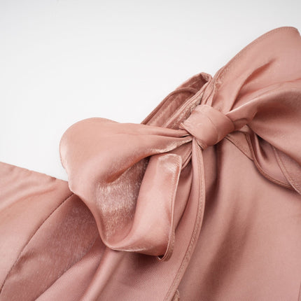 Olga Brown Bow Detail Flare Mini Dress