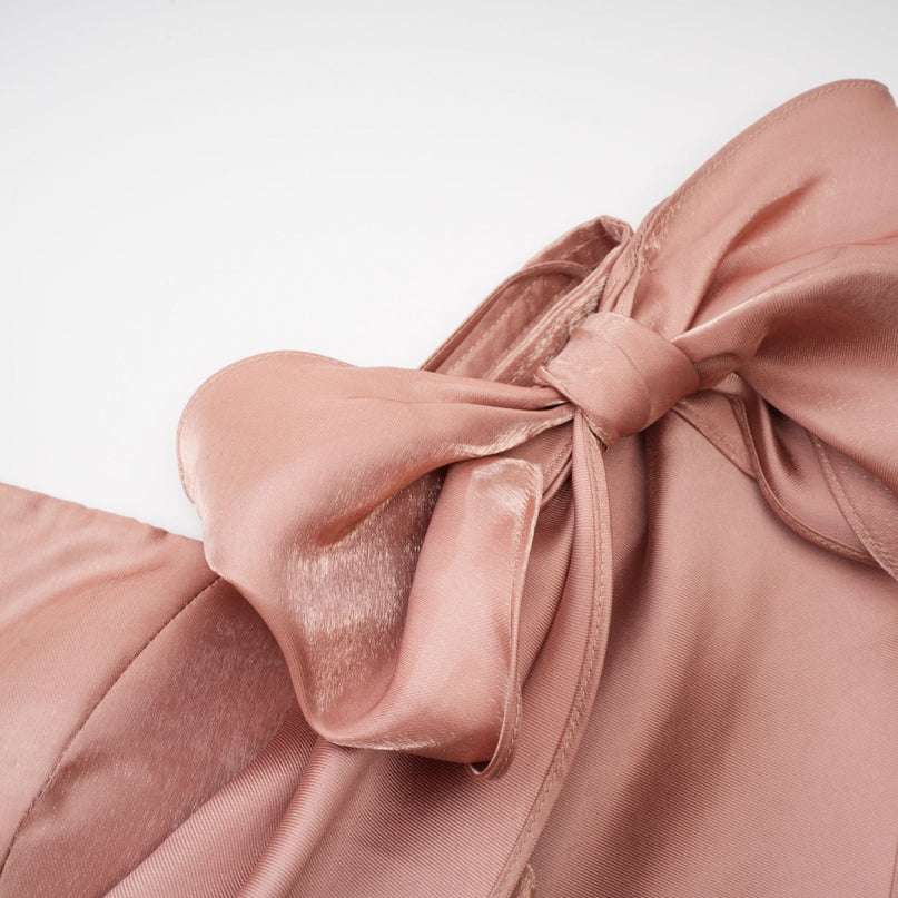Olga Brown Bow Detail Flare Mini Dress