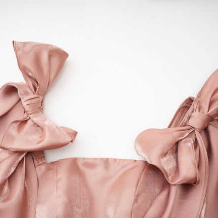Olga Brown Bow Detail Flare Mini Dress