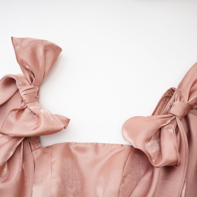 Olga Brown Bow Detail Flare Mini Dress