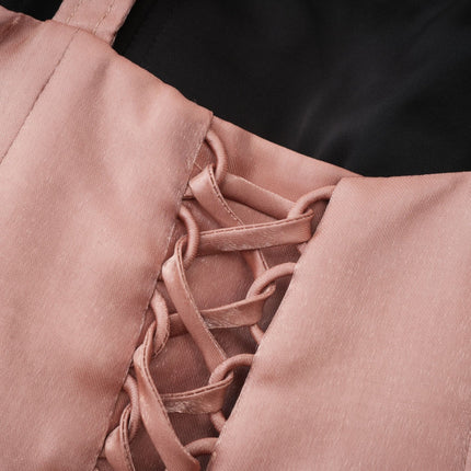 Olga Dress Bow Detail Flare Mini Brown