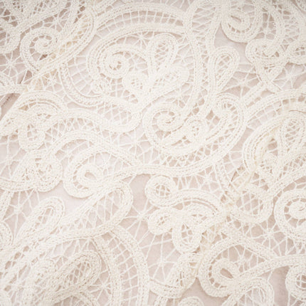 Olivia White Long Sleeved Dress with Pierced Effect and Embroidered Details