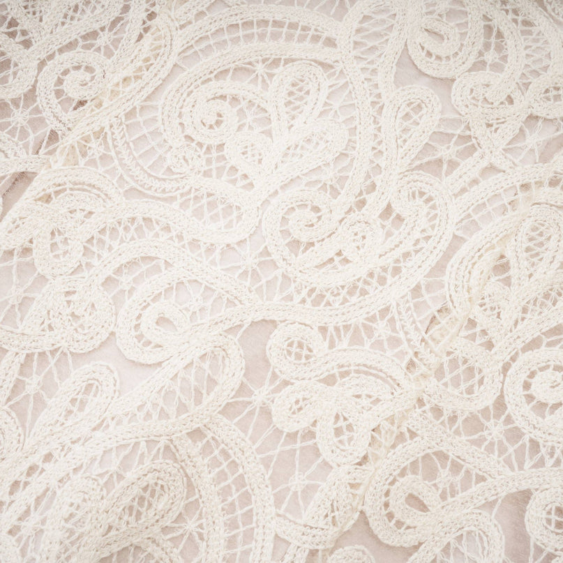 Olivia White Long Sleeved Dress with Pierced Effect and Embroidered Details