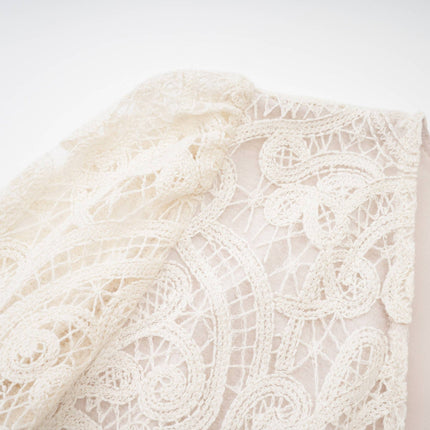 Olivia White Long Sleeved Dress with Pierced Effect and Embroidered Details