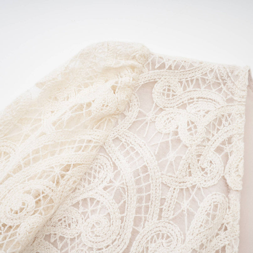 Olivia White Long Sleeved Dress with Pierced Effect and Embroidered Details