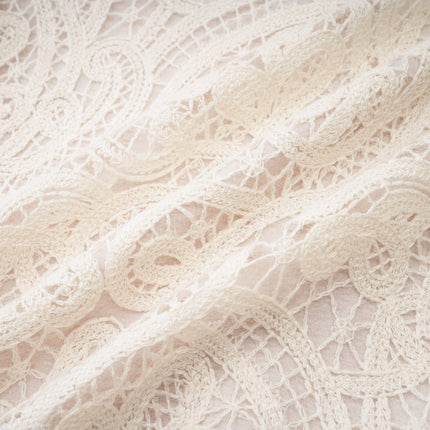 Olivia White Long Sleeved Dress with Pierced Effect and Embroidered Details