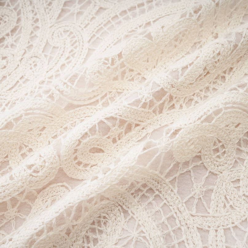 Olivia White Long Sleeved Dress with Pierced Effect and Embroidered Details