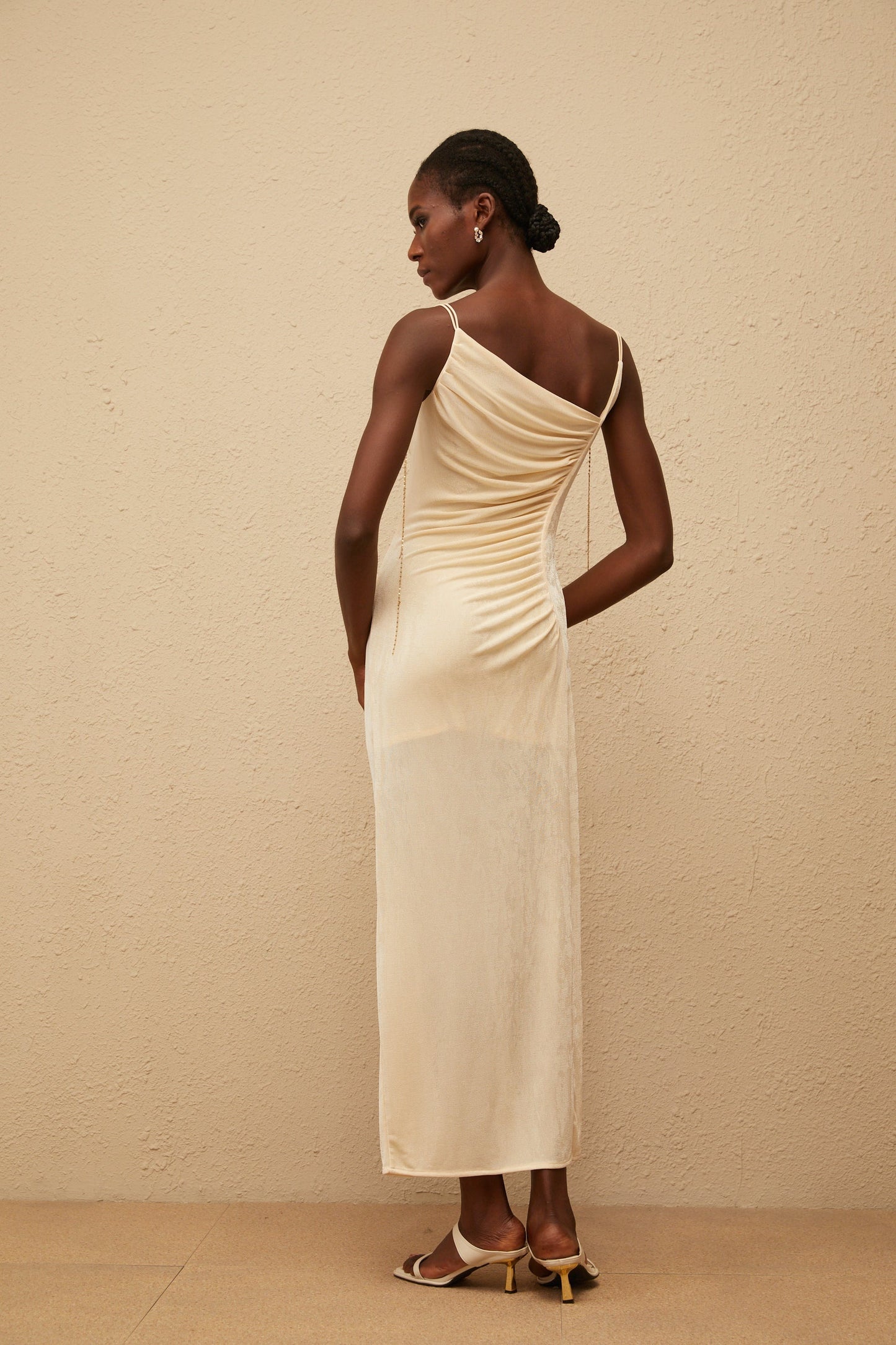 Ondine Shell Embellished Ruched Corset Maxi Dress
