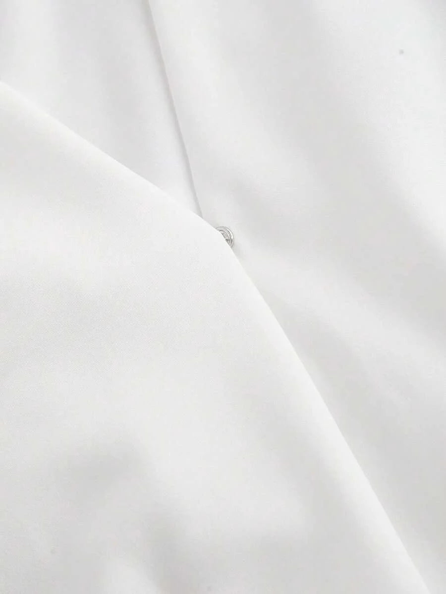 One Shoulder Crop Top White Shirt With Bow Tie In Front Sexy Shirt Vacation Wear Summer Shirt Valentines Day
