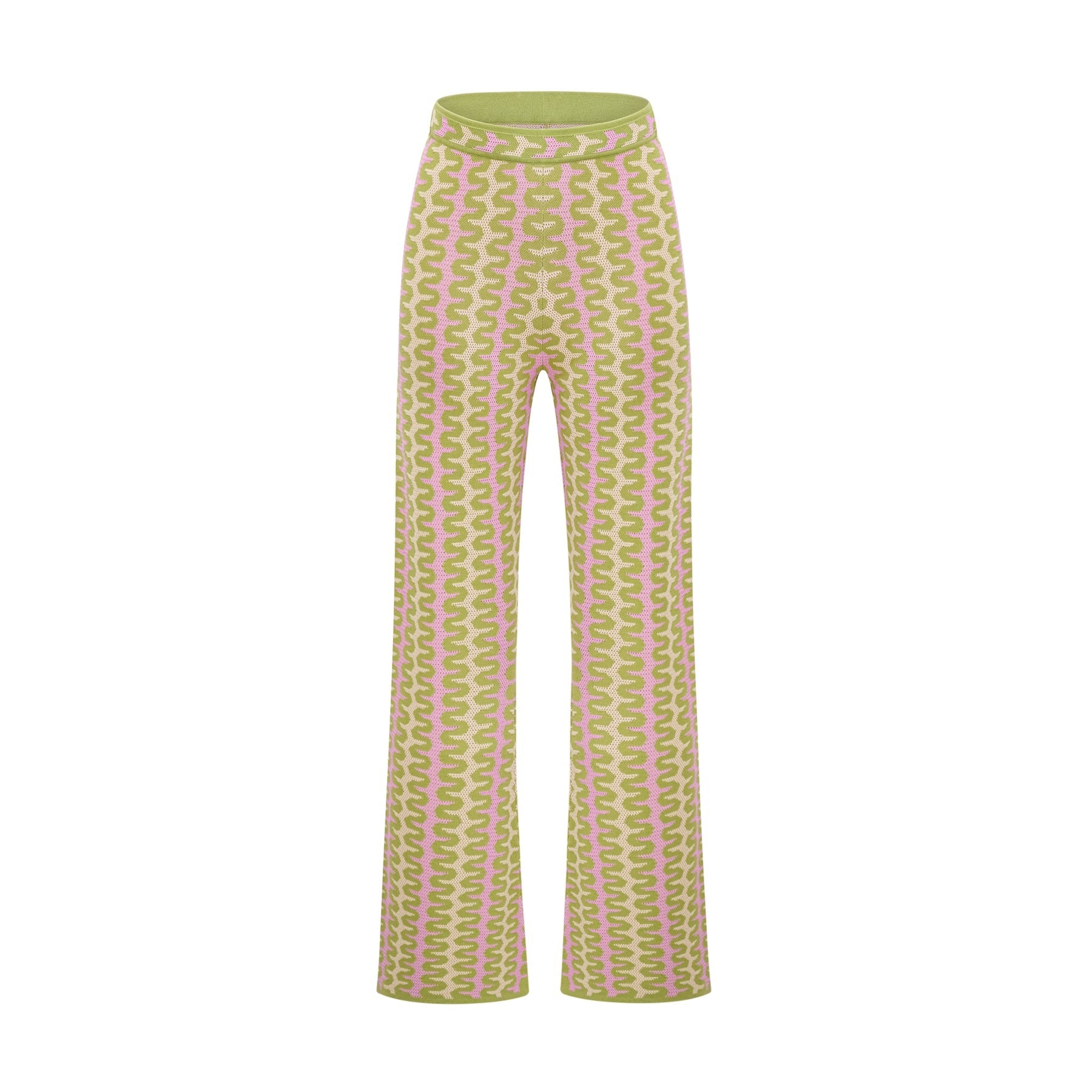 Ophélie green colorblock knitted shirt  trousers matching set