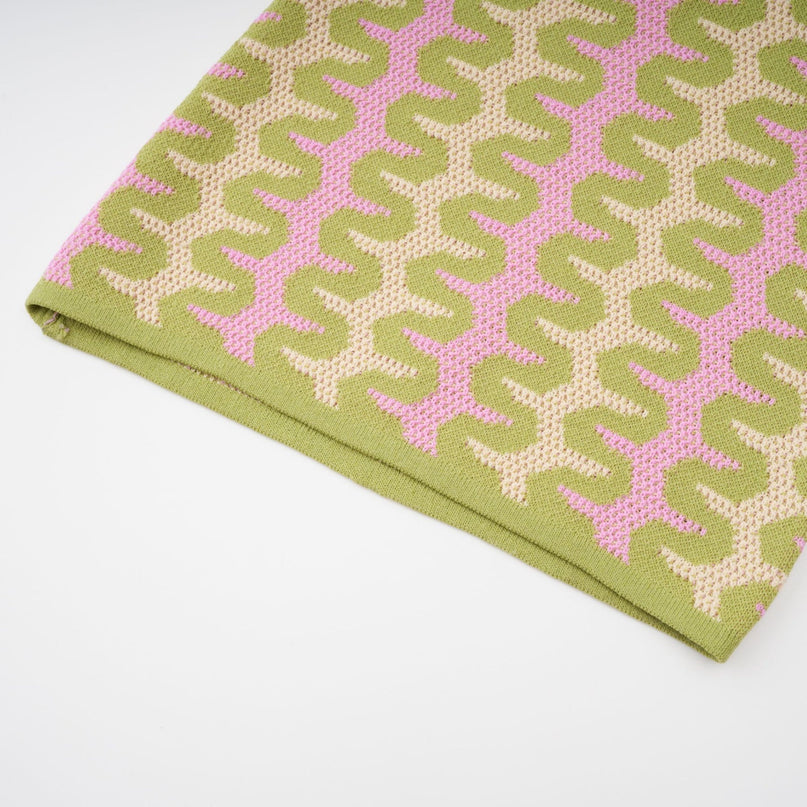 Ophélie green colorblock knitted shirt  trousers matching set