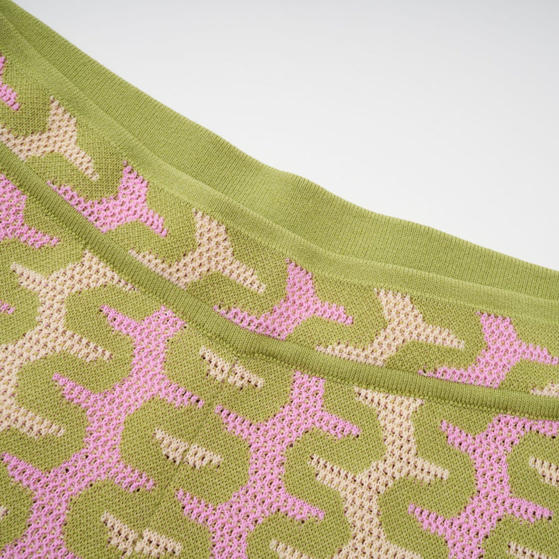 Ophélie green colorblock knitted shirt  trousers matching set