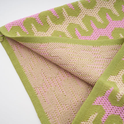 Ophélie Green and Pink Color-Block Knitted Shirt and Trousers Set