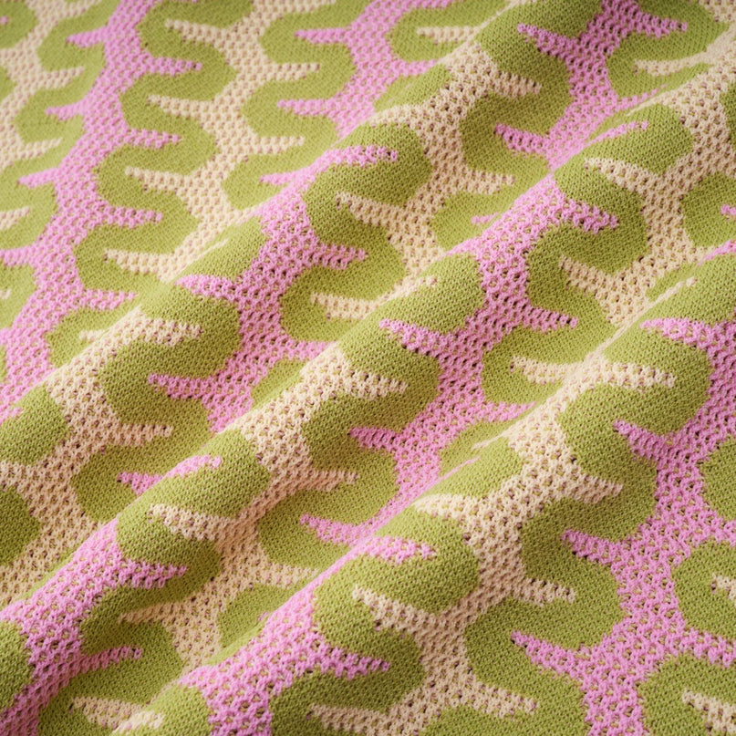 Ophélie Green and Pink Color-Block Knitted Shirt and Trousers Set