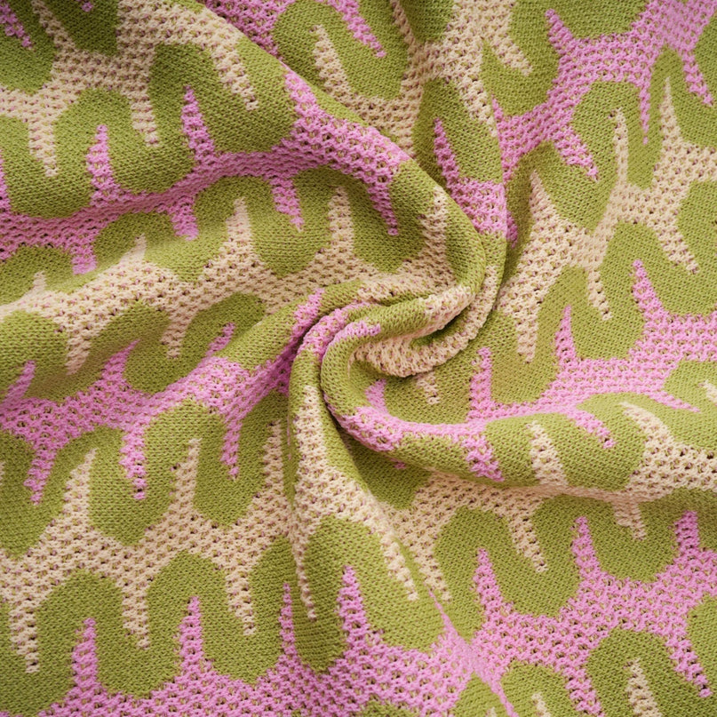 Ophélie Green Pink Color-Block Knitted Shirt Trousers Set