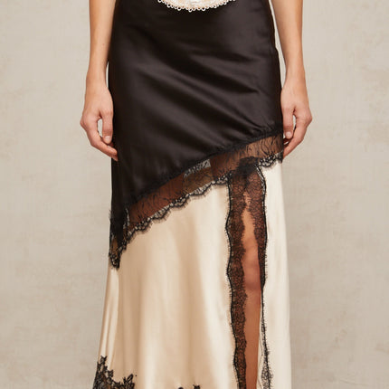 Ornella Black Lace Panelled Skirt