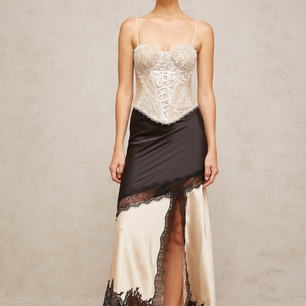 Ornella Black Lace Panelled Skirt