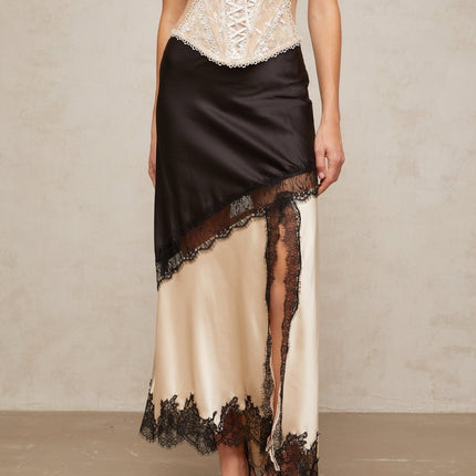 Ornella Black Panelled Lace Skirt