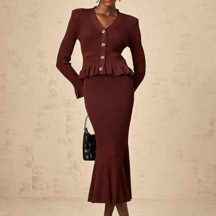 Paisley Skirt & Top Set Crystal Embellished Bordeaux Red