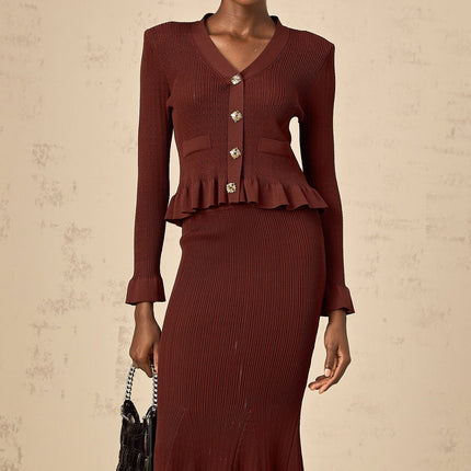 Paisley Skirt & Top Set Crystal Embellished Bordeaux Red