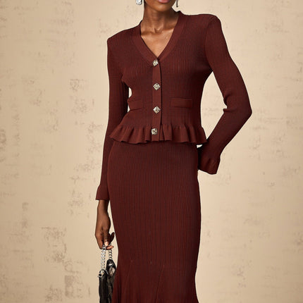 Paisley Skirt & Top Set Crystal Embellished Bordeaux Red