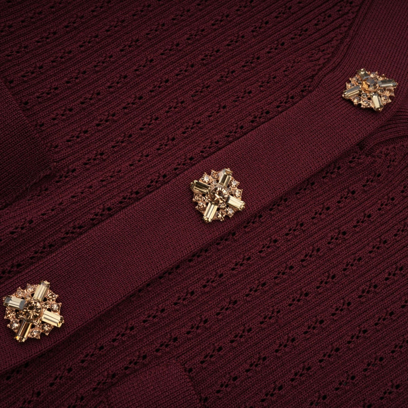 Paisley Skirt & Top Set Crystal Embellished Bordeaux Red