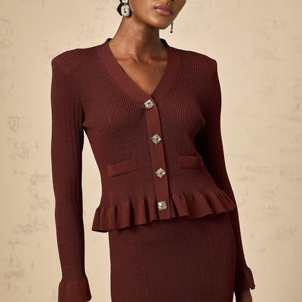 Paisley Skirt & Top Set Crystal Embellished Bordeaux Red