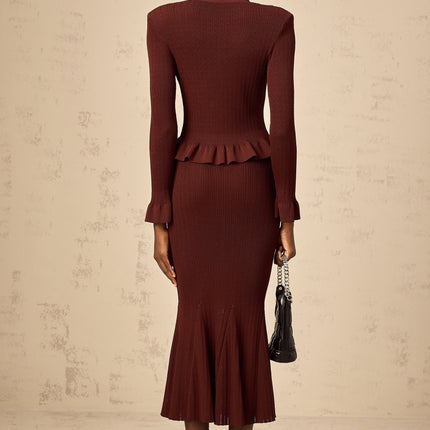Paisley Skirt & Top Set Crystal Embellished Bordeaux Red