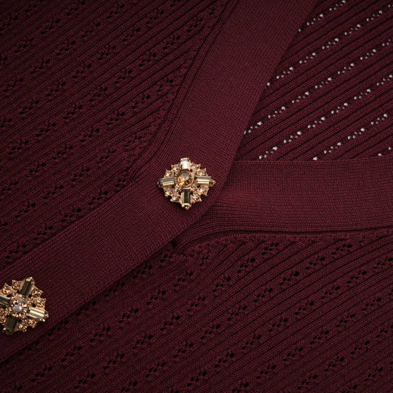 Paisley Skirt & Top Set Crystal Embellished Bordeaux Red