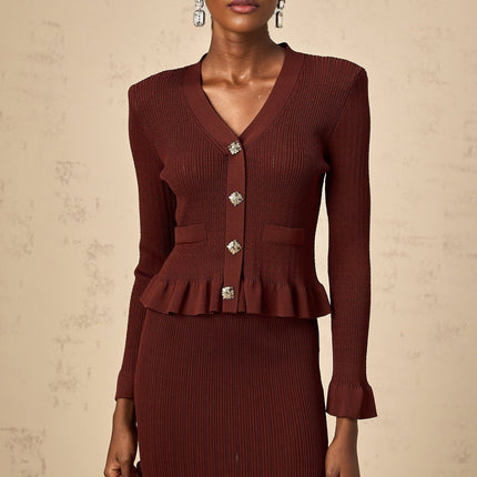 Paisley Skirt & Top Set Crystal Embellished Bordeaux Red