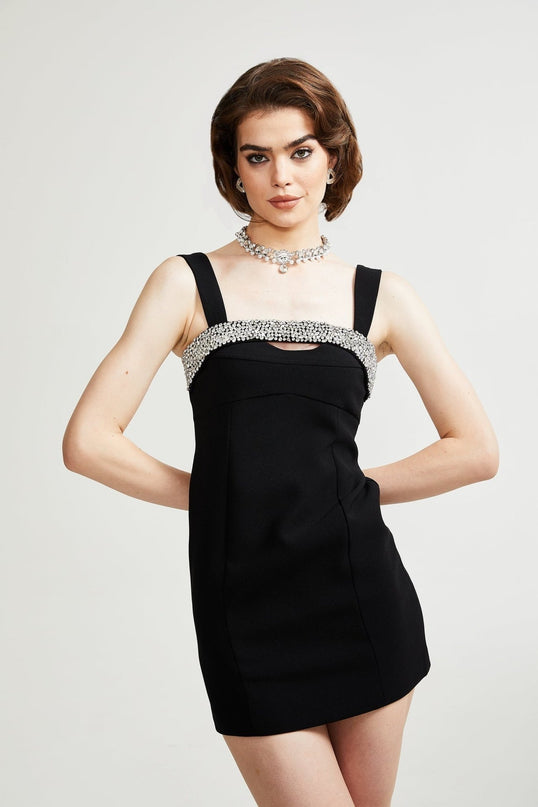 Paloma Black Sequin Cut-Out Mini Dress